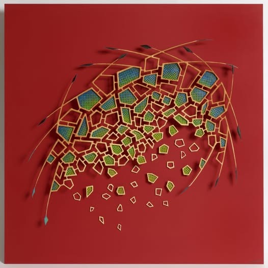 Installation murale rouge de Guy Camut