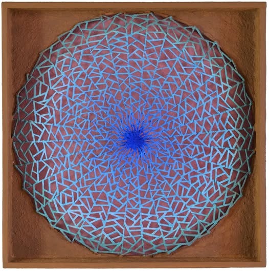 Mandala — Bleu et cuivre, œuvre murale, 2024